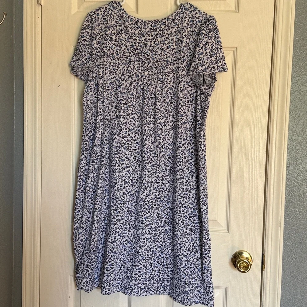 Aria Purple and Blue Floral Pajama Dress - Picture 4 of 6